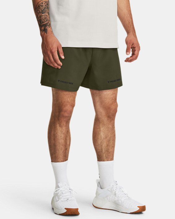 Men's Project Rock 5" Woven Shorts in Green image number 0